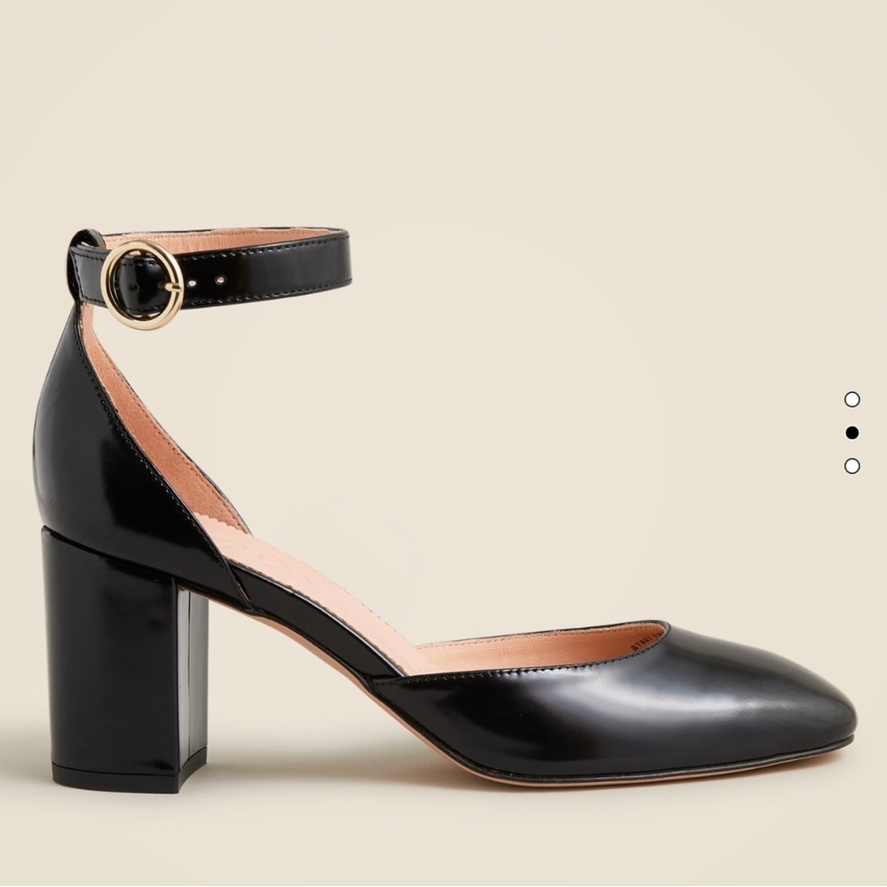 J. Crew Black Leather Ankle Strap Maisie Heels